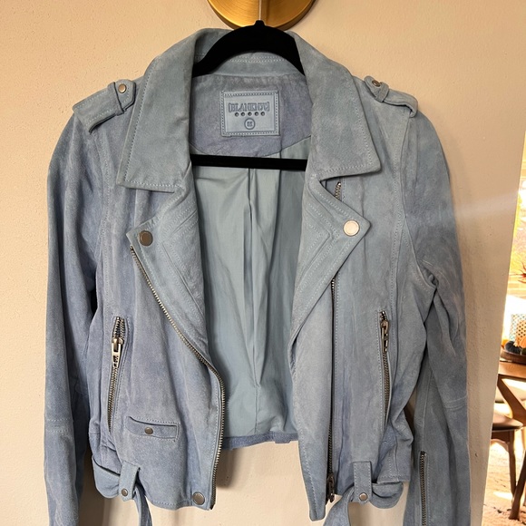 BlankNYC Genuine Suede Moto Jacket - Size Medium - Light Blue - Picture 7 of 17